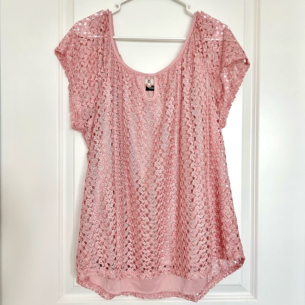 Brody Myles (2X) Pink Lace Blouse